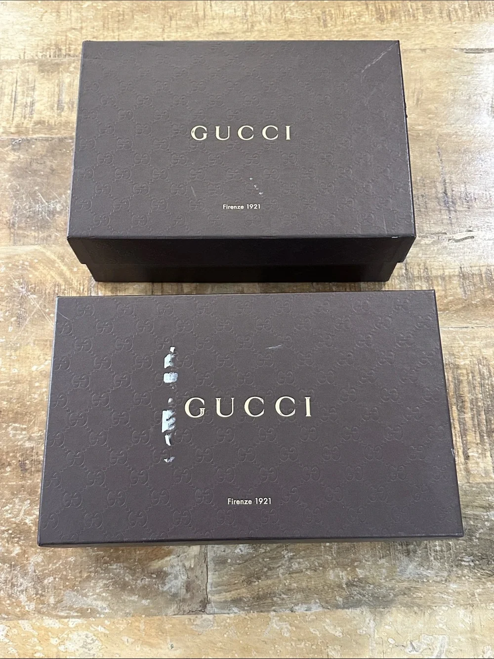 Gucci Dark Brown Logo Gift Boxes with Gold Lettering